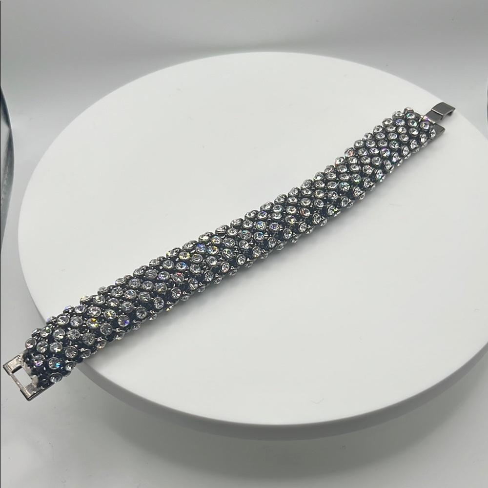 Crystal Pavé Silver-Tone Bracelet for Women